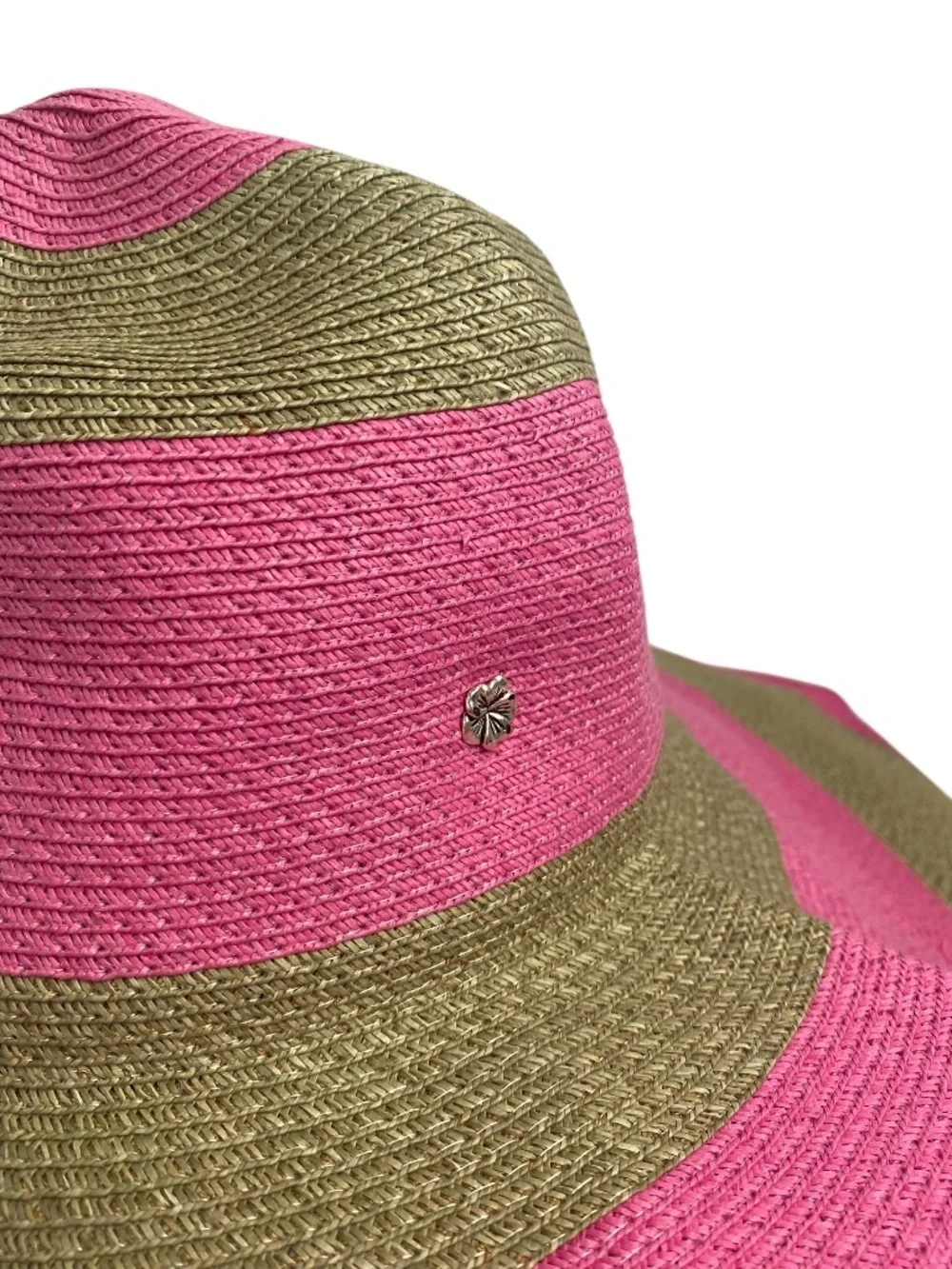 Flora Bella Packable Floppy Dramatic Wide Brim Paper Straw in Natural and Pink